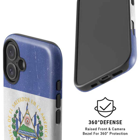 El Salvador Flag Distressed iPhone 16 Magsafe Impact Case